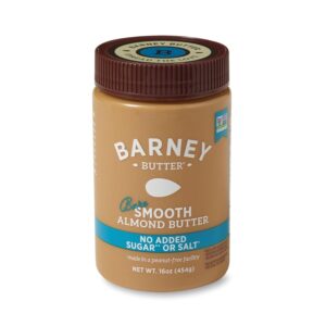 Barney Butter Almond Butter, Bare Smooth, 16 Ounce Jar, No Added Sugar or Salt