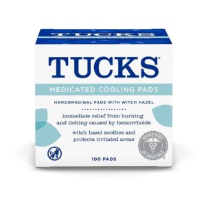 TUCKS Medicated Cooling Pads, 100 Count – Pads with Witch Hazel